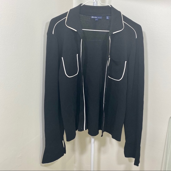 VINTAGE Black Cardigan with White Paneling - Picture 4 of 8